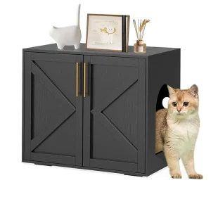 Hidden Litter Box Furniture with 2 Doors,
